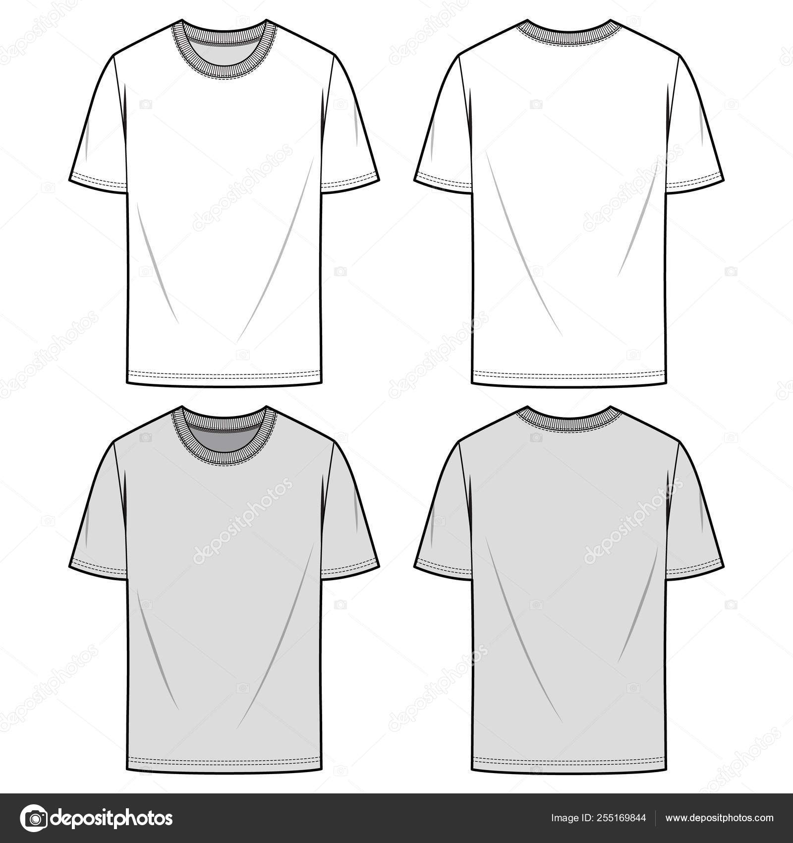Overfit Tee Fashion Flat Sketch Template Stock Vector Image by ...