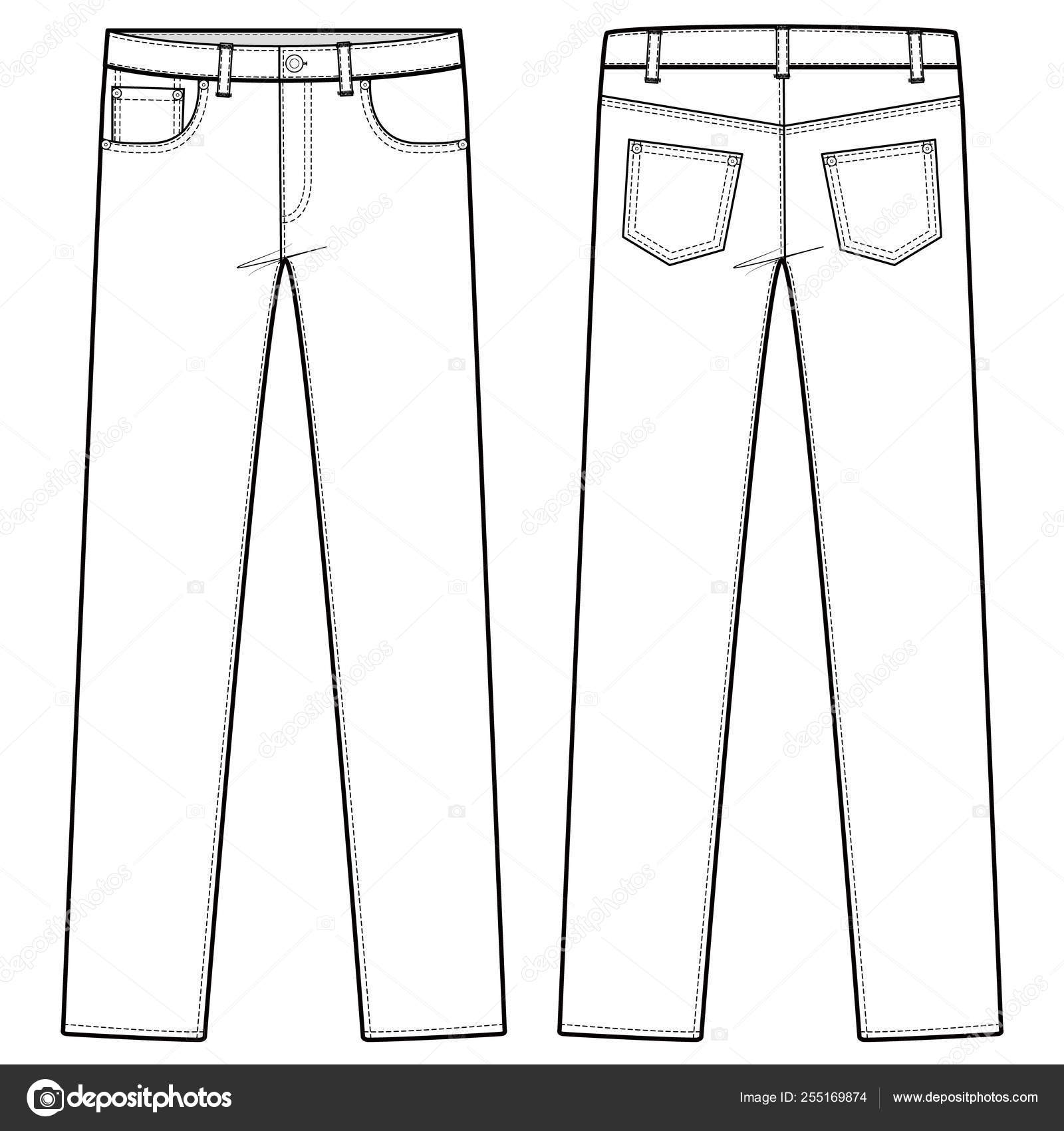 Pants Jeans Fashion Flat Sketch Template Stock Vector Image by ...