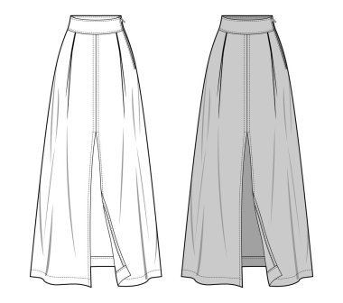 Etek moda düz eskiz şablonu