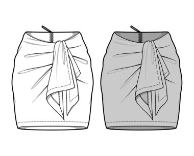 Etek moda düz eskiz şablonu