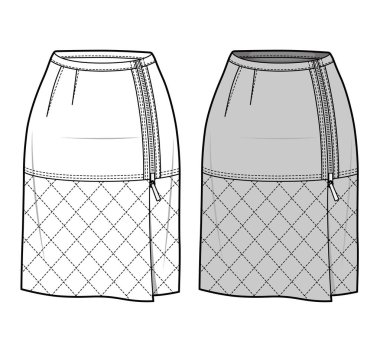 Etek moda düz eskiz şablonu