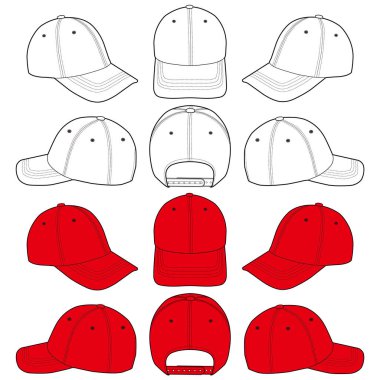 Beyzbol kap moda düz eskiz şablonu