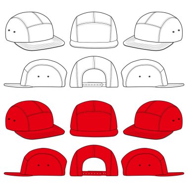 Kamp Cap moda düz eskiz şablonu