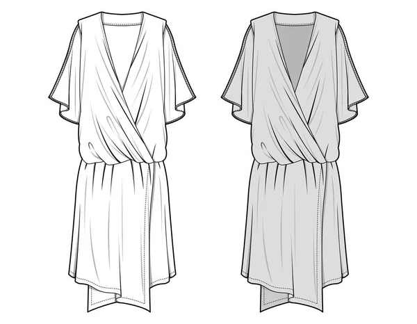 Dress Fashion Flat Sketch Template Set Stock Vector (Royalty Free)  2075893930 | Shutterstock