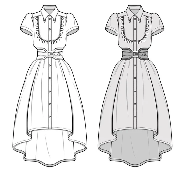 Plantilla Boceto Plano Moda Dress — Archivo Imágenes Vectoriales