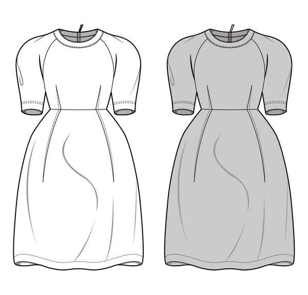 Dress Модний Шаблон Плоского Ескізу — стоковий вектор