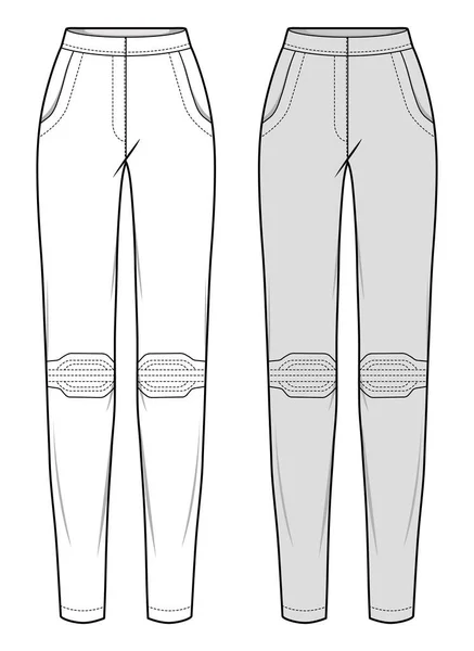 Pants Plantilla Boceto Plano Moda — Vector de stock