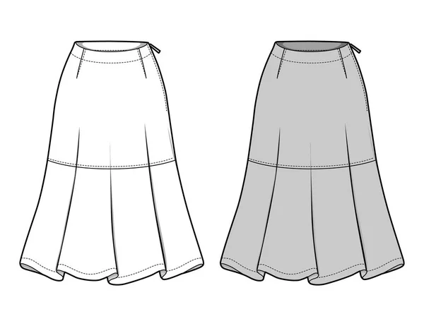 Modèle Croquis Plat Mode Skirt — Image vectorielle