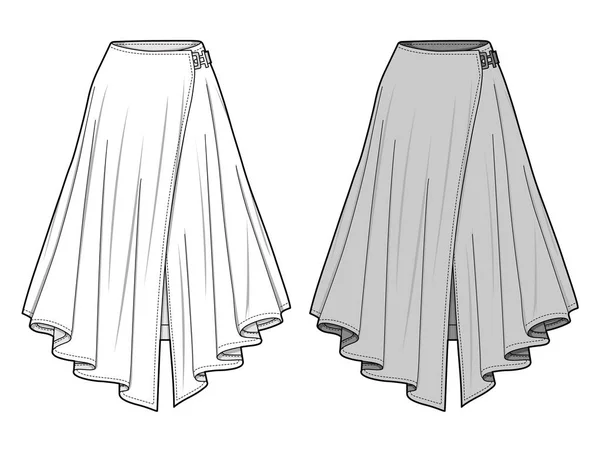 Skirt Plantilla Boceto Plano Moda — Vector de stock