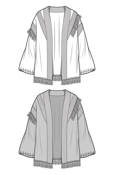 Modèle Croquis Plat Mode Cardigan Sweater — Image vectorielle