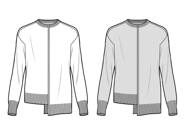 Sweater Top Gabarit Sketche Plat Mode — Image vectorielle