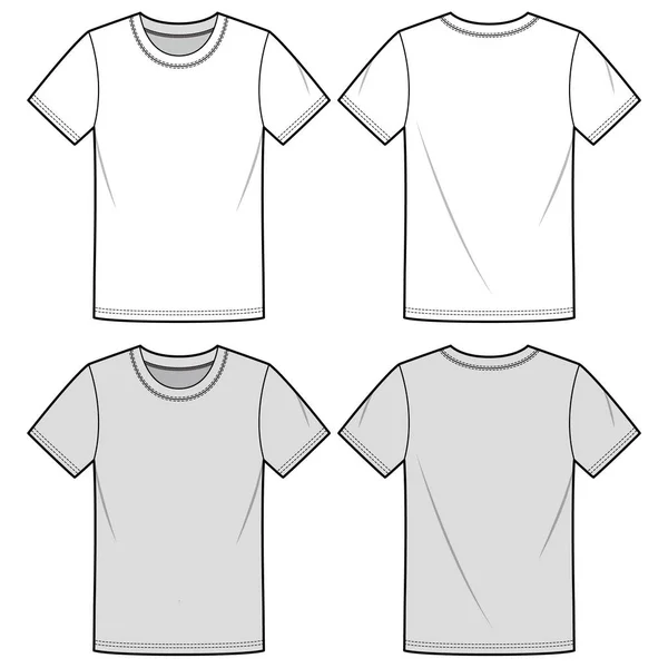 Tee Fashion Flat Sketch Template — Stock Vector