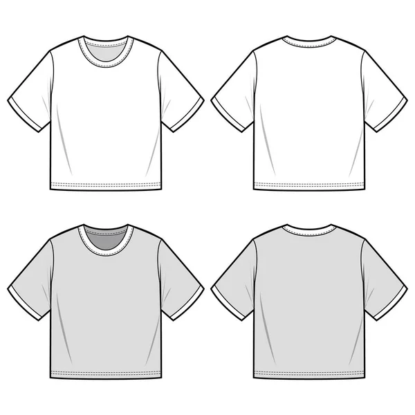 Kırpma Top tişört moda düz eskiz şablonu