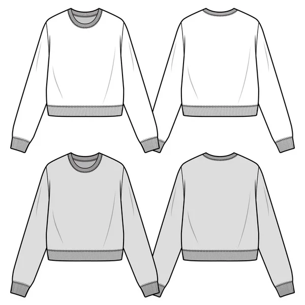 Cropped Sweatshirts Модний Шаблон Плоского Ескізу — стоковий вектор