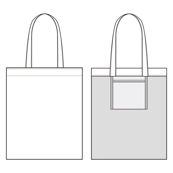 Eco Bag Fashion Flat Sketch Template — Stock Vector