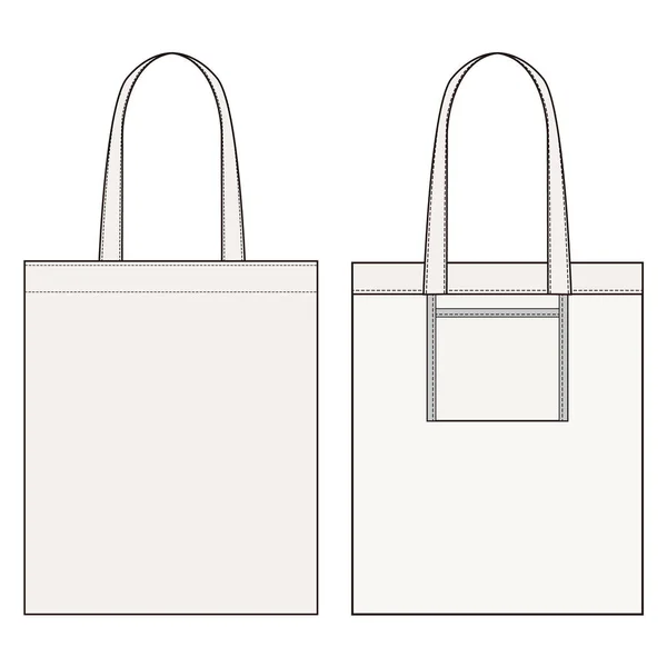 Eco Bag Fashion Flat Sketch Template — Stock Vector