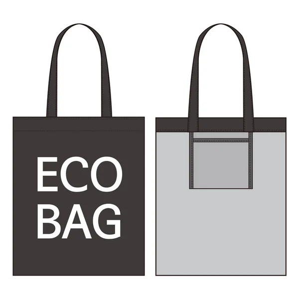 Eco Bag Fashion Flat Sketch Template — Stock Vector