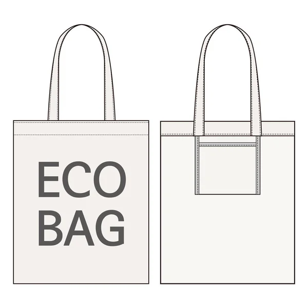 Eco Bag Plantilla Boceto Plano Moda — Vector de stock