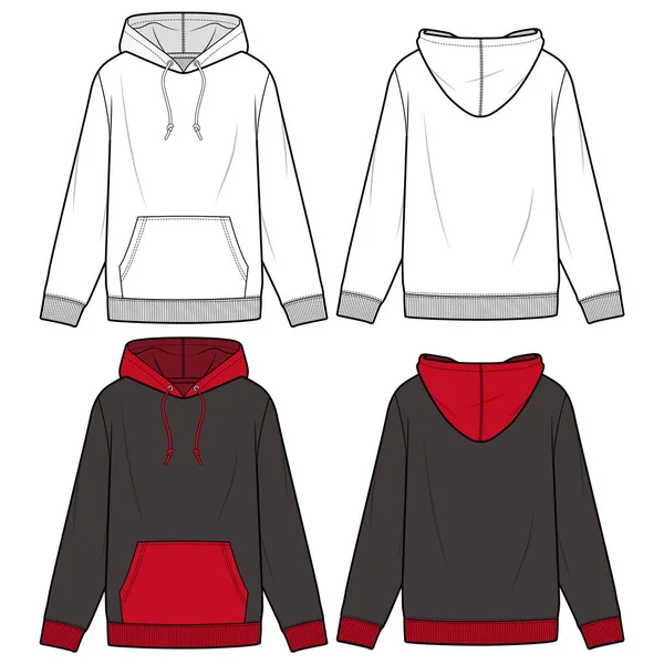 Hoodie moda düz eskiz şablonu