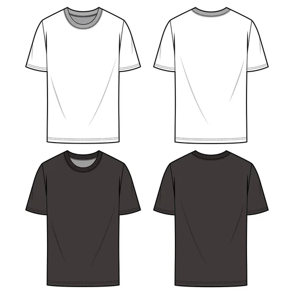 Overfit Tee Modelo Esboço Plano Moda —  Vetores de Stock