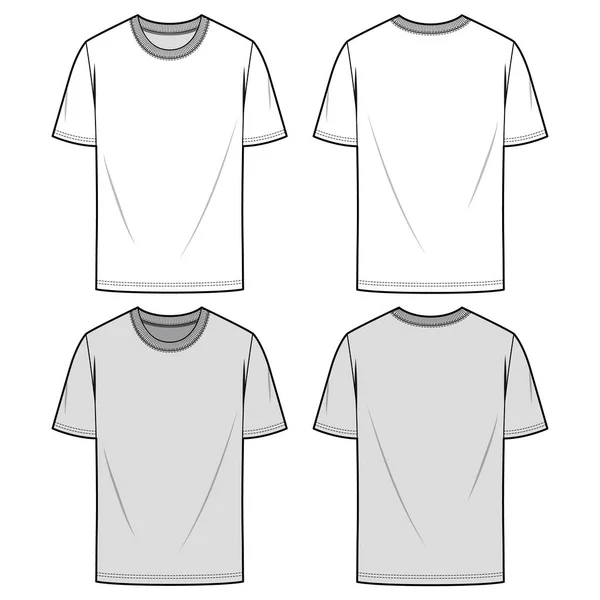 Overfit Tee moda düz eskiz şablonu