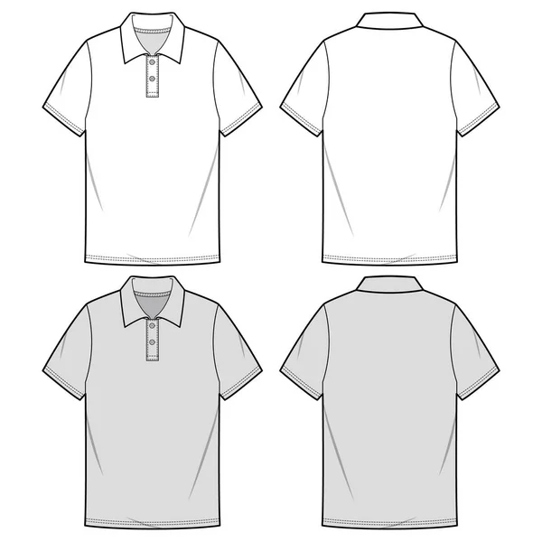 Poloshirts Mode Flache Skizzenvorlage — Stockvektor