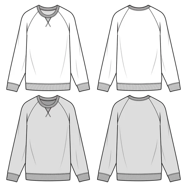 Raglan Sweatshirt moda düz eskiz şablonu