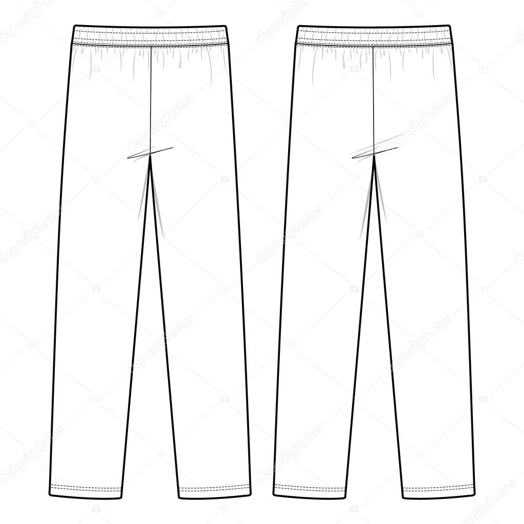TRACK PANTS fashion flat sketch template