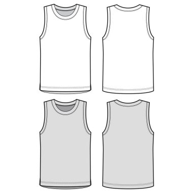 Kolsuz tişört moda düz eskiz şablonu