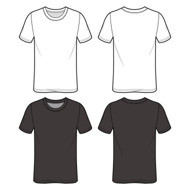 Slim Fit Tee moda düz eskiz şablonu