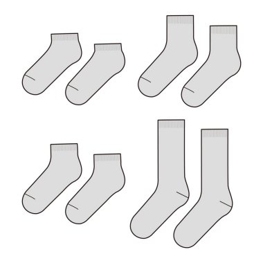 Çorap moda düz eskiz şablonu