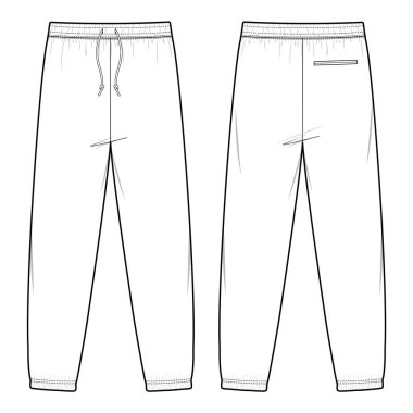 Ter pantolon moda düz eskiz şablonu