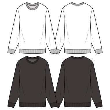 Sweatshirt moda düz eskiz şablonu