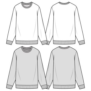 Sweatshirt moda düz eskiz şablonu