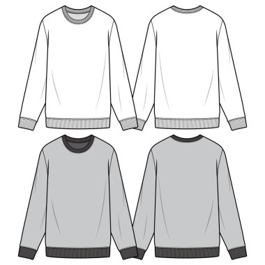 Sweatshirt moda düz eskiz şablonu