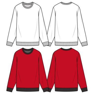 Sweatshirt moda düz eskiz şablonu