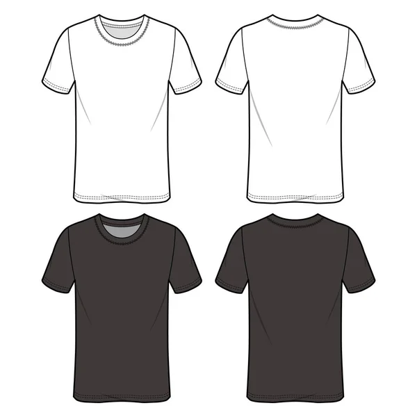 Modèle Croquis Plat Mode Slim Fit Tee — Image vectorielle