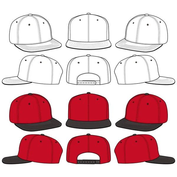 Snapback Cap moda düz eskiz şablonu