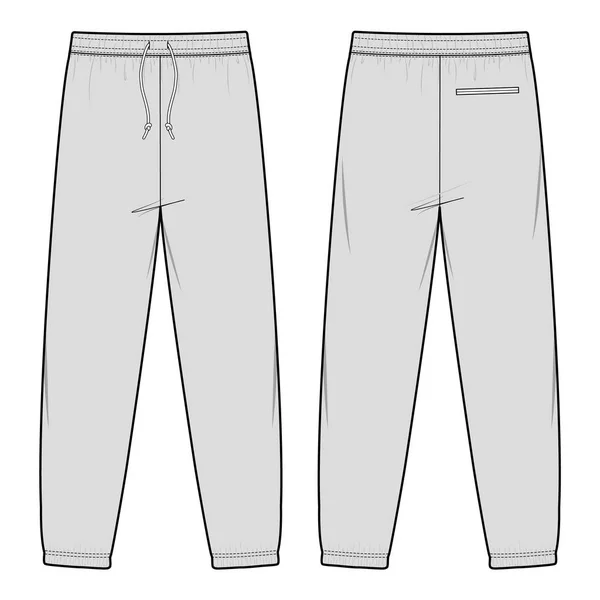 Sweat Pants Moda Modelo Esboço Plano — Vetor de Stock
