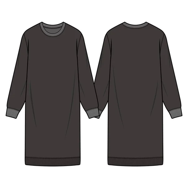 Sweatshirts Dress Moda Modelo Esboço Plano —  Vetores de Stock