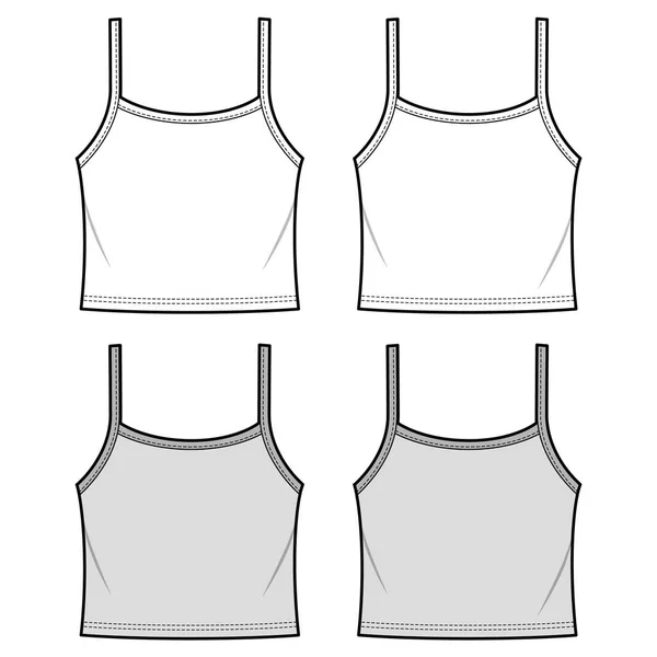 Tank Top Mode Flache Skizzenvorlage — Stockvektor