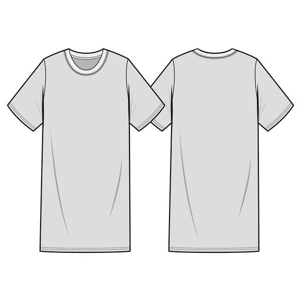 Tee Shirt Dress Fashion Flat Sketch Template — Stock Vector