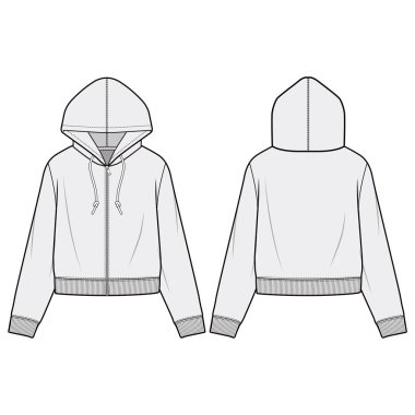 Hoodie moda düz eskiz şablonu