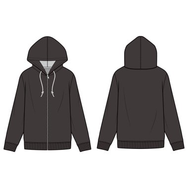 Hoodie moda düz eskiz şablonu