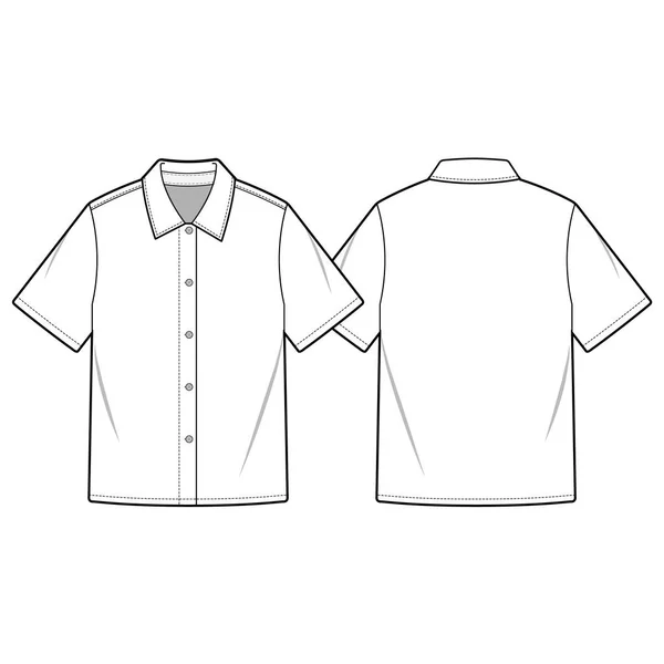 Kısa kollu gömlek moda düz eskiz şablonu
