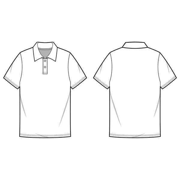 Polo Shirts Fashion Flat Sketch Template — Stock Vector