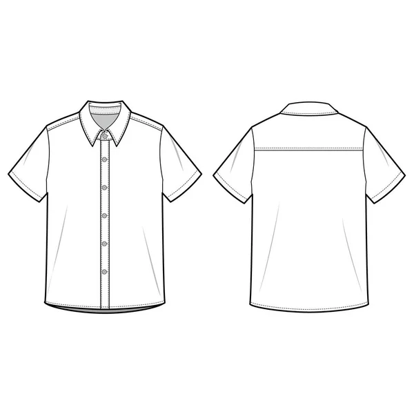 Short Sleeve Shirts Moda Modelo Esboço Plano —  Vetores de Stock