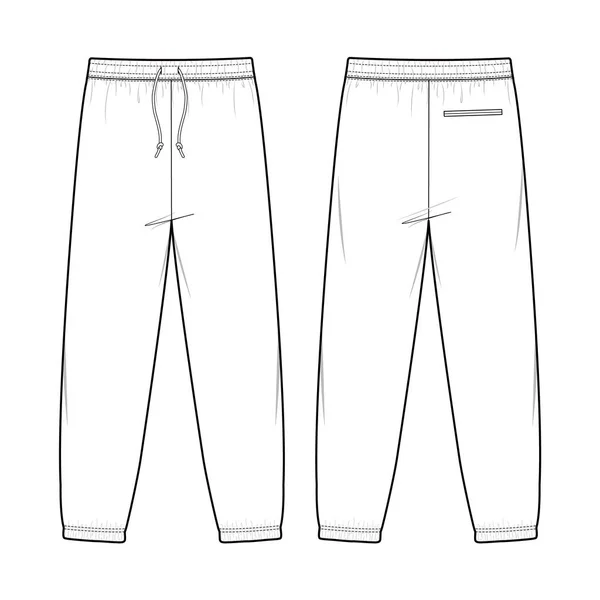 Sweat Pants Fashion Flat Sketch Template — Stock Vector