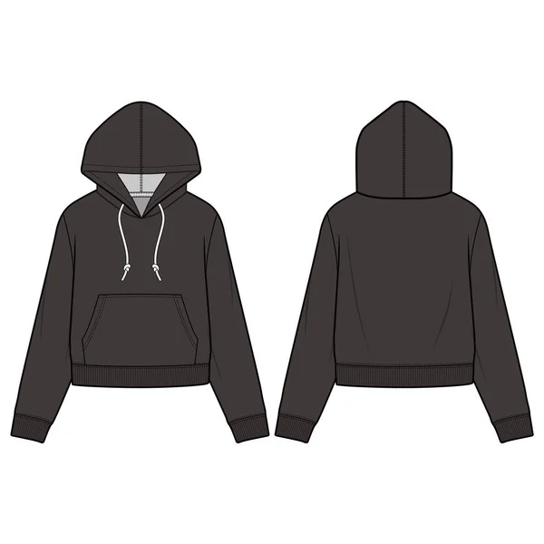 Hoodie Plantilla Dibujo Plano Moda — Vector de stock