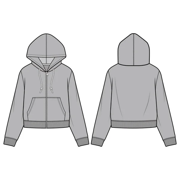 Hoodie Plantilla Dibujo Plano Moda — Vector de stock